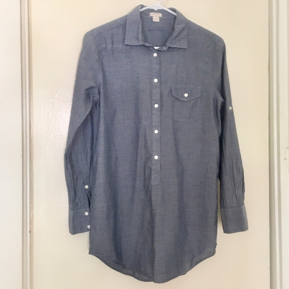 J. Crew chambray tunic with roll up sleeves